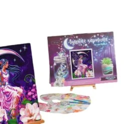 Fée De La Lune De La Peinture Par Numéro Kit De Bricolage, Lueur Dans L'Obscurité Ensemble, Paillett