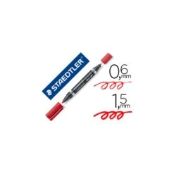 Feutre Permanent Lumocolor Duo 348 Staedtler Double Pointe Rouge