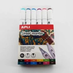 Feutres à Double Pointes 12 Couleurs Apli Street Marker