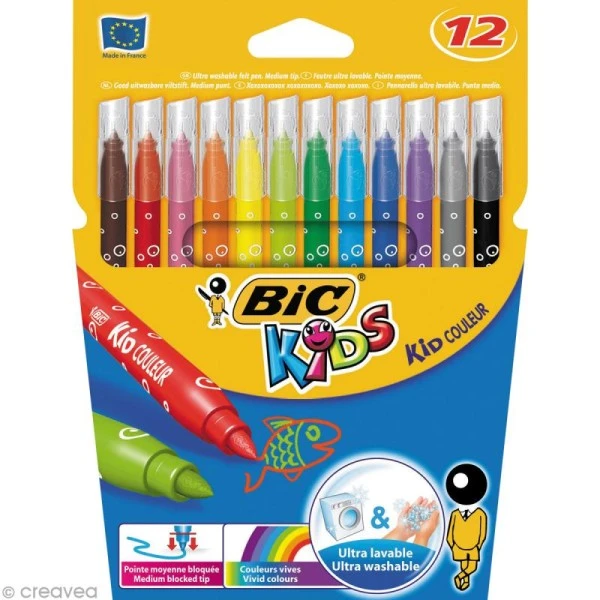 Feutres Bic Kids - Kid Couleur - 12 Feutres 1 Feutres Bic Kids - Kid Couleur - 12 Feutres