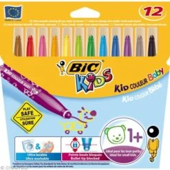 Feutres Bic Kids - Kid Couleur Bébé - 12 Feutres à Pointe Boule