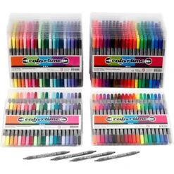 Creativ Company Feutres Colortime Double Pointe, Trait: 2,3+3,6 Mm, 24x20 Pièces, Couleurs Classiques, Couleur Extra