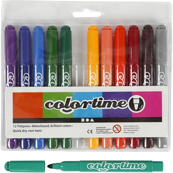 Creativ Company Feutres Colortime - Pointe 5 Mm - Couleurs Extra - 12 Pcs 1 Creativ Company Feutres Colortime - Pointe 5 Mm - Couleurs Extra - 12 Pcs