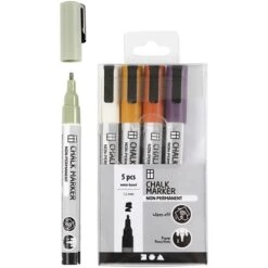 Creativ Company Feutres Craie - Couleurs Pastel - Pointe Fine - 5 Pcs