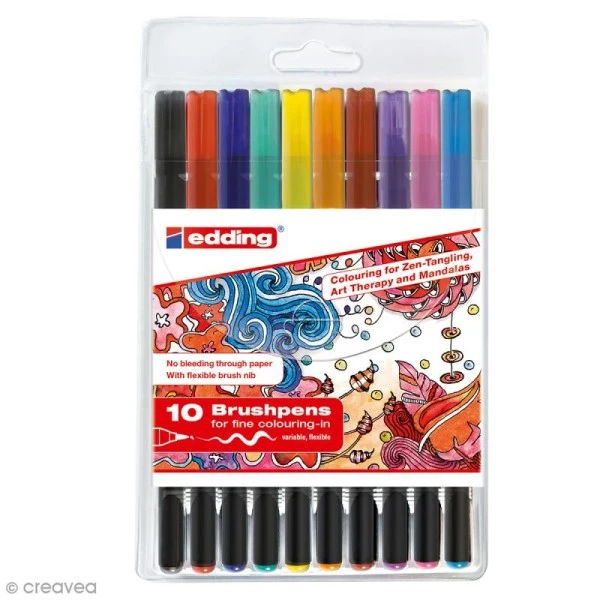 Feutres Pinceaux Edding - 10 Brushpens 1 Feutres Pinceaux Edding - 10 Brushpens