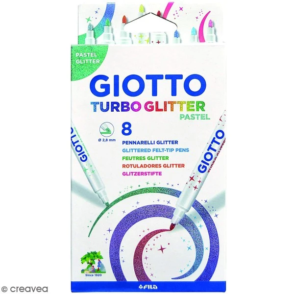 Feutres Turbo Glitter Giotto - Pastel - 8 Pcs 1 Feutres Turbo Glitter Giotto - Pastel - 8 Pcs