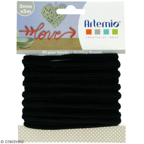 Fil De Tricotin - Noir - 5 Mm X 5 M 1 Fil De Tricotin - Noir - 5 Mm X 5 M