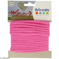 Fil De Tricotin - Rose Fuchsia - 5 Mm X 5 M
