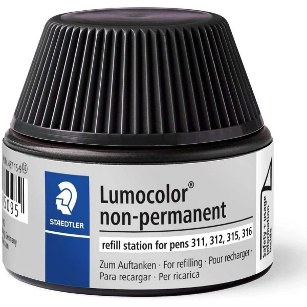 Staedtler Flacon De Recharge "Lumocolor", Non Permanent - Noir 1 Staedtler Flacon De Recharge "Lumocolor", Non Permanent - Noir