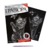 Gravure "chaton Et Papillon" Scratch Art DIY Kit, Argent Métallique Effet, Gravure Artisanat Kit, Ar