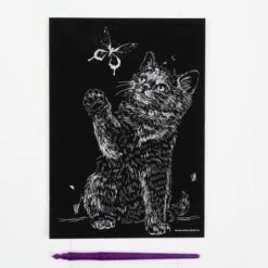Gravure "chaton Et Papillon" Scratch Art DIY Kit, Argent Métallique Effet, Gravure Artisanat Kit, Ar 7 Gravure "chaton Et Papillon" Scratch Art DIY Kit, Argent Métallique Effet, Gravure Artisanat Kit, Ar -Promos Creavea Boutique gravure chaton et papillon scratch art diy kit argent metallique effet gravure artisanat kit ar p 3