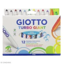 Gros Feutres Lavables Giotto - Turbo Giant - Etui De 12 Feutres