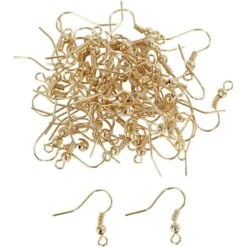 Gros Lot 50 Paires Crochets Boucle D'oreilles, Doré, Haut. 19 Mm, Sans Nickel