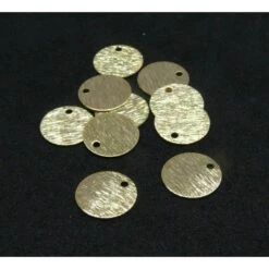 HY00306DG PAX 10 Pendentifs, Médaillon Style Striée 10 Mm En Laiton Finition Doré 24KT Pour Création