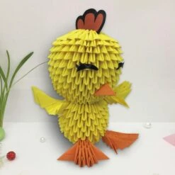 Jaune De Grandes 3D Origami Plié De Papier De Scrapbooking Poulet Oiseau Kit De Pâques Animal De Com -Promos Creavea Boutique jaune de grandes 3d origami plie de papier de scrapbooking poulet oiseau kit de paques animal de com p 2