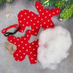 Kit De Bricolage Cerf Étoile Rouge W Cloches, Décorations, Perles, Ornement En Tissu D'Arbre De Noël -Promos Creavea Boutique kit de bricolage cerf etoile rouge w cloches decorations perles ornement en tissu darbre de noel p 5