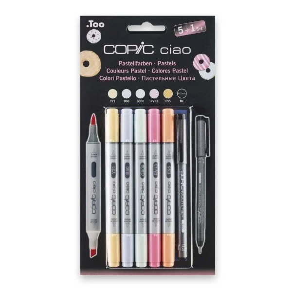 Copic Kit De Marqueurs Hobbymarker Ciao 5+1, Couleurs Pastel 1 Copic Kit De Marqueurs Hobbymarker Ciao 5+1, Couleurs Pastel