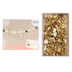 Kit DIY Déco De Noël Avec Guirlande Bois + 150 Punaises Dorées