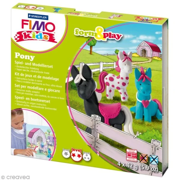 Kit Pâte Fimo Kids Fille - Poneys - Niveau Moyen 1 Kit Pâte Fimo Kids Fille - Poneys - Niveau Moyen