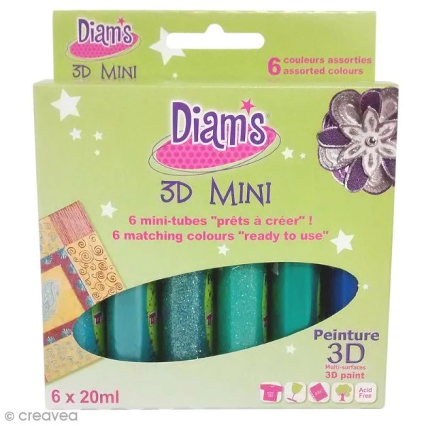 Kit Peinture 3D Diam's - Total Paradise - 6 X 20 Ml 1 Kit Peinture 3D Diam's - Total Paradise - 6 X 20 Ml