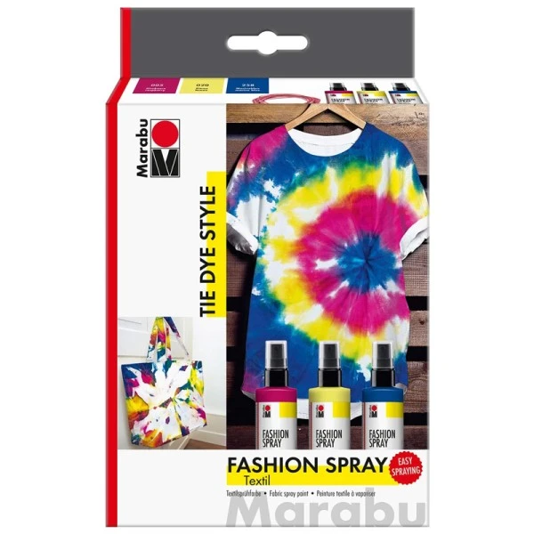 Marabu Kit Peinture Textile Fashion Spray - Tie Dye - 3 X 100 Ml 1 Marabu Kit Peinture Textile Fashion Spray - Tie Dye - 3 X 100 Ml