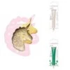Kit Pour Biscuit En Relief Licorne + 2 Stylos Au Chocolat Blanc Et Vert