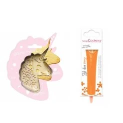 Kit Pour Biscuit En Relief Licorne + Stylo Au Chocolat Orange