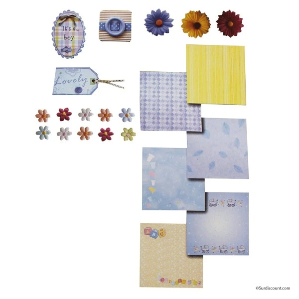 Kit Scrapbooking Naissance Garçon - Erica 1 Kit Scrapbooking Naissance Garçon - Erica