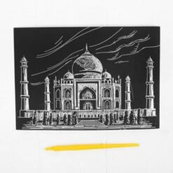 Le Taj Mahal En Inde Voyage Scratch Art Kit De BRICOLAGE, Argent Métallisé Effet, La Gravure Trousse -Promos Creavea Boutique le taj mahal en inde voyage scratch art kit de bricolage argent metallise effet la gravure trousse p 2