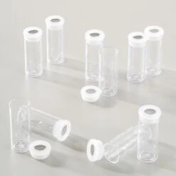 Lot De 10 Tubes Vides Avec Embout Tamis, Saupoudreuses ø 20 Mm Haut 50 Mm, Contenant 10 Ml