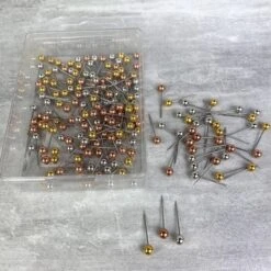 Lot De 200 Petites épingles Perles Argenté Doré Cuivré, Longueur 1,6 Cm, Aiguilles Têtes 4 Mm