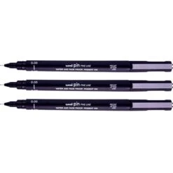 Lot De 3 Feutres à Dessin Uni Pin - 0.05 Mm - Noir - Uni-ball