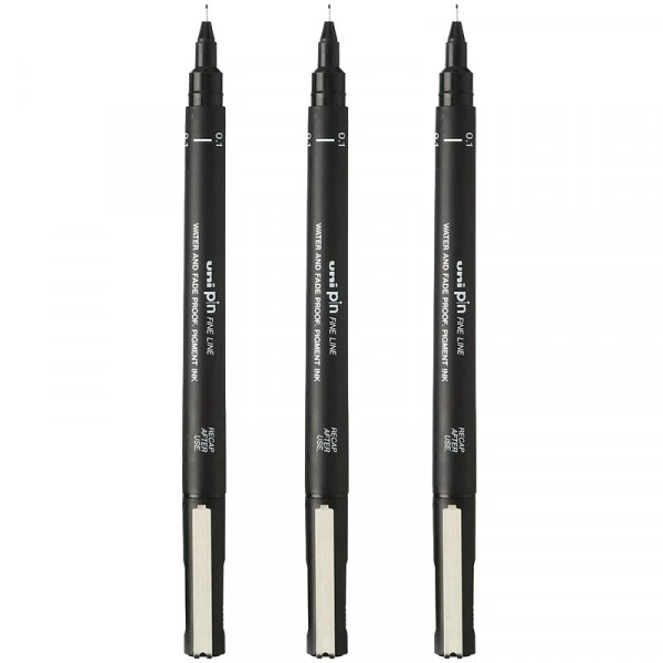Lot De 3 Feutres De Dessin Uni Pin - 0.1mm - Noir - Uni-ball 1 Lot De 3 Feutres De Dessin Uni Pin - 0.1mm - Noir - Uni-ball