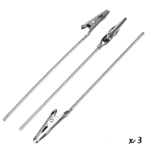 Lot De 3 Pinces Crocodiles, Avec Tige En Métal, Longueur Totale 8,5 Cm 1 Lot De 3 Pinces Crocodiles, Avec Tige En Métal, Longueur Totale 8,5 Cm