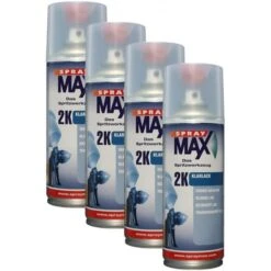 Lot De 4 Bombes De Vernis De Finition - Automobile - Brillant - 2K Spray Max - 400ml