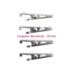 Lot De 4 Pinces Crocodiles En Métal Couleur Platine, Longueur 3,9 Cm