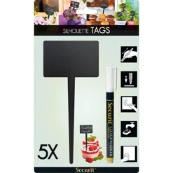 SecurIT® Lot De 5 Ardoises Silhouette - Rectangle - Feutre + Craie - Securit