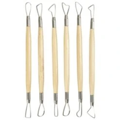 Lot De 6 Mirettes En Bois Et Acier, 20 Cm, Modelage, Argile