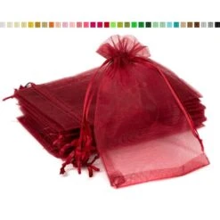 Lot De10 Sacs En Organza A Nouer 7x9 Cm Pour Bijoux Bordeaux
