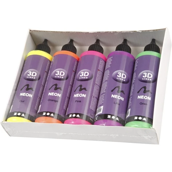 Creativ Company Lot Peinture 3D 100 Ml - Couleurs Fluo - 5 Pots 2 Creativ Company Lot Peinture 3D 100 Ml - Couleurs Fluo - 5 Pots – Image 2