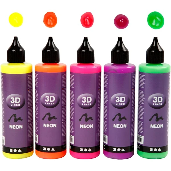 Creativ Company Lot Peinture 3D 100 Ml - Couleurs Fluo - 5 Pots 1 Creativ Company Lot Peinture 3D 100 Ml - Couleurs Fluo - 5 Pots