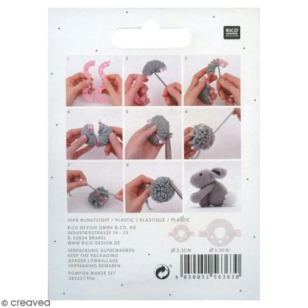 Machine à Pompon Rico Design - 3,5 Et 5,5 Cm - 2 Pcs 2 Machine à Pompon Rico Design - 3,5 Et 5,5 Cm - 2 Pcs – Image 2