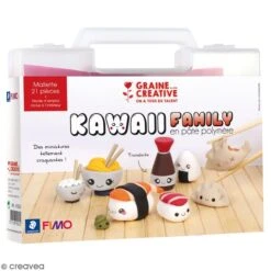Mallette Figurine Fimo - Kawaii Family Saveurs D'Asie - 21 Pcs