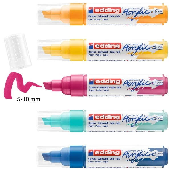 Marqueur Acrylic Edding 5000 - Pointe Large Biseautée - Plusieurs Coloris Disponibles 1 Marqueur Acrylic Edding 5000 - Pointe Large Biseautée - Plusieurs Coloris Disponibles