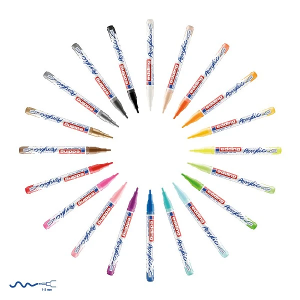 Marqueur Acrylic Edding 5300 - Pointe Fine - Plusieurs Coloris Disponibles 2 Marqueur Acrylic Edding 5300 - Pointe Fine - Plusieurs Coloris Disponibles – Image 2