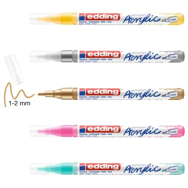 Marqueur Acrylic Edding 5300 - Pointe Fine - Plusieurs Coloris Disponibles 1 Marqueur Acrylic Edding 5300 - Pointe Fine - Plusieurs Coloris Disponibles