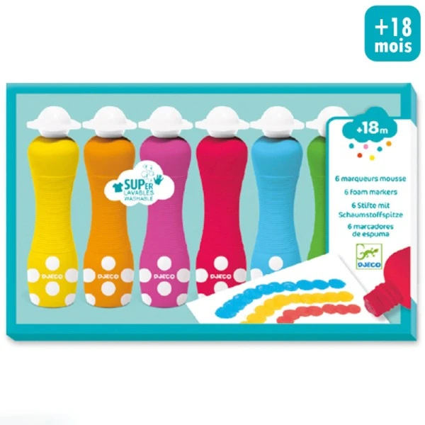 Djeco Marqueurs Mousse - Couleurs Assorties - 6 Pcs 1 Djeco Marqueurs Mousse - Couleurs Assorties - 6 Pcs