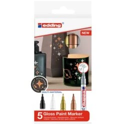 Marqueurs Peinture Edding 751 Pointe Fine - Métallique - 5 Pcs