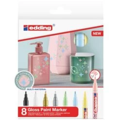 Marqueurs Peinture Edding 751 Pointe Fine - Métallique Et Pastel - 8 Pcs