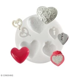 Mini Moule Silicone Souple DTM - Coeurs - 5 Formes